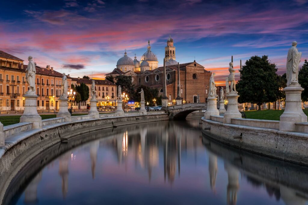 Prato della Valle in Padua at sunset