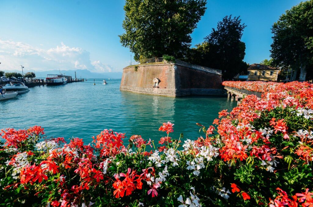 Venetian walls of Peschiera del Garda along the canal